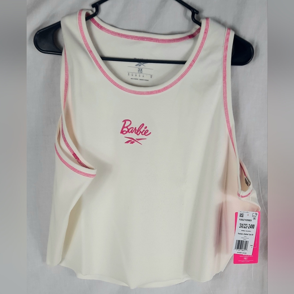 Reebok Womens Barbie Tank Top Shirt Size 3X (22-24W) Chalk Pink Plus Size NEW